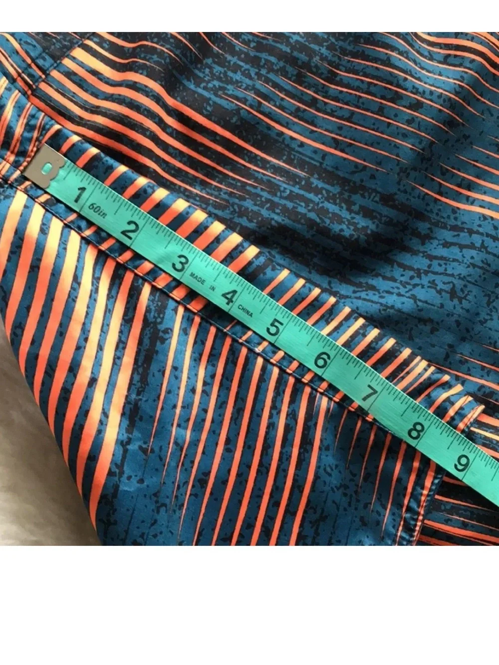 Nike teal orange modern stripe splatter board shorts L